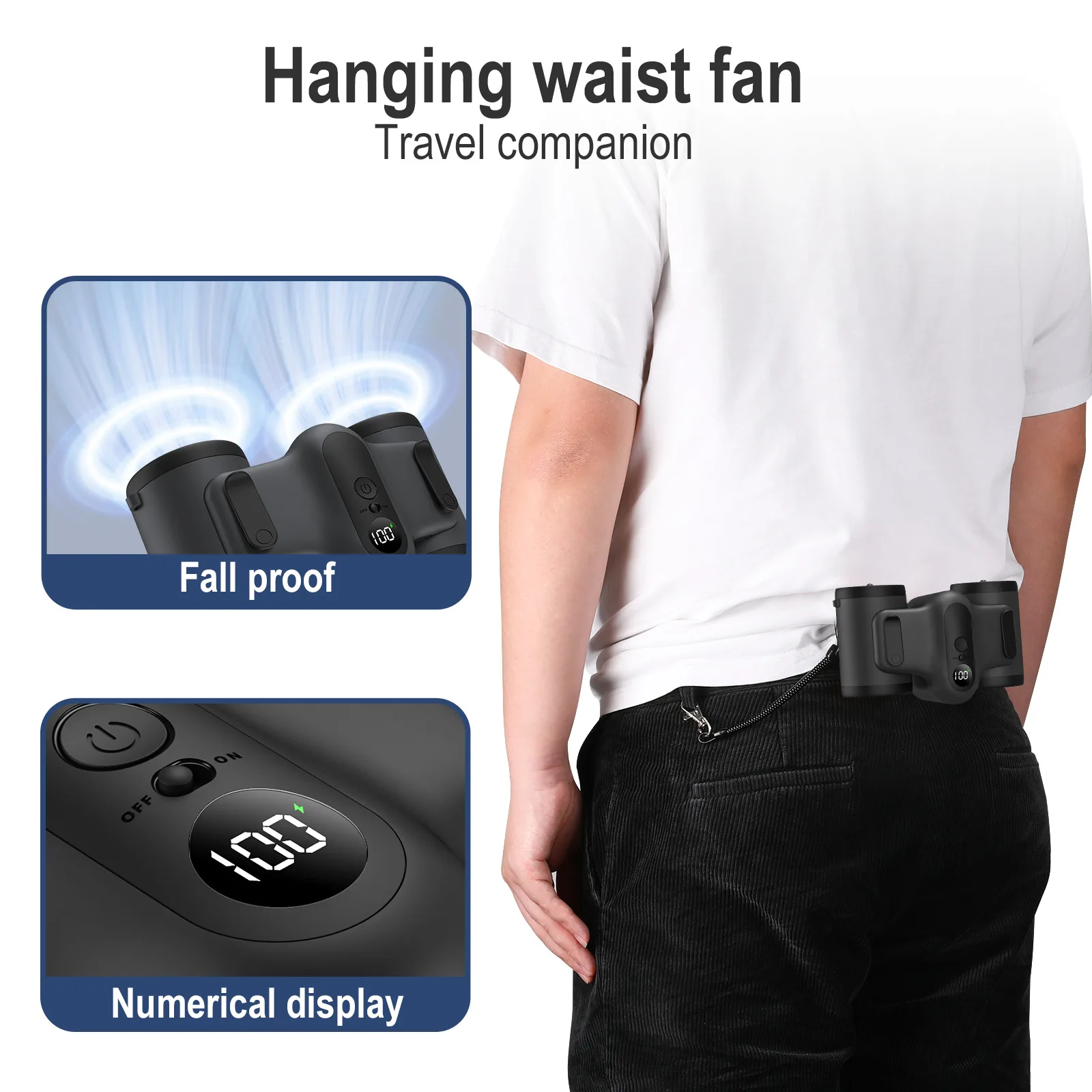 Xiaomi Portable Hanging waist Fan Double Air Outlet Rechargeable Battery Ultra quiet Wearable Electric Fan handheld Air Cond