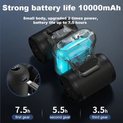 Xiaomi Portable Hanging waist Fan Double Air Outlet Rechargeable Battery Ultra quiet Wearable Electric Fan handheld Air Cond - Image 2