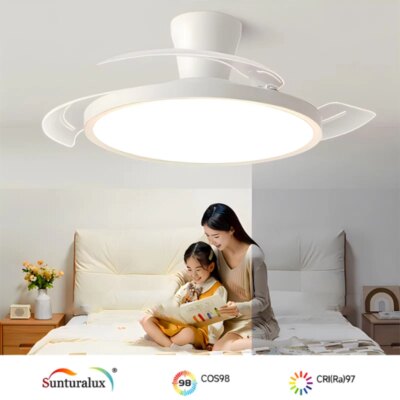 Smart Invisible LED Ceiling Fan Lights DC motor Large Air Volume folding blades fan lamp chandelier kitchen Bedroom Dining room - Image 3