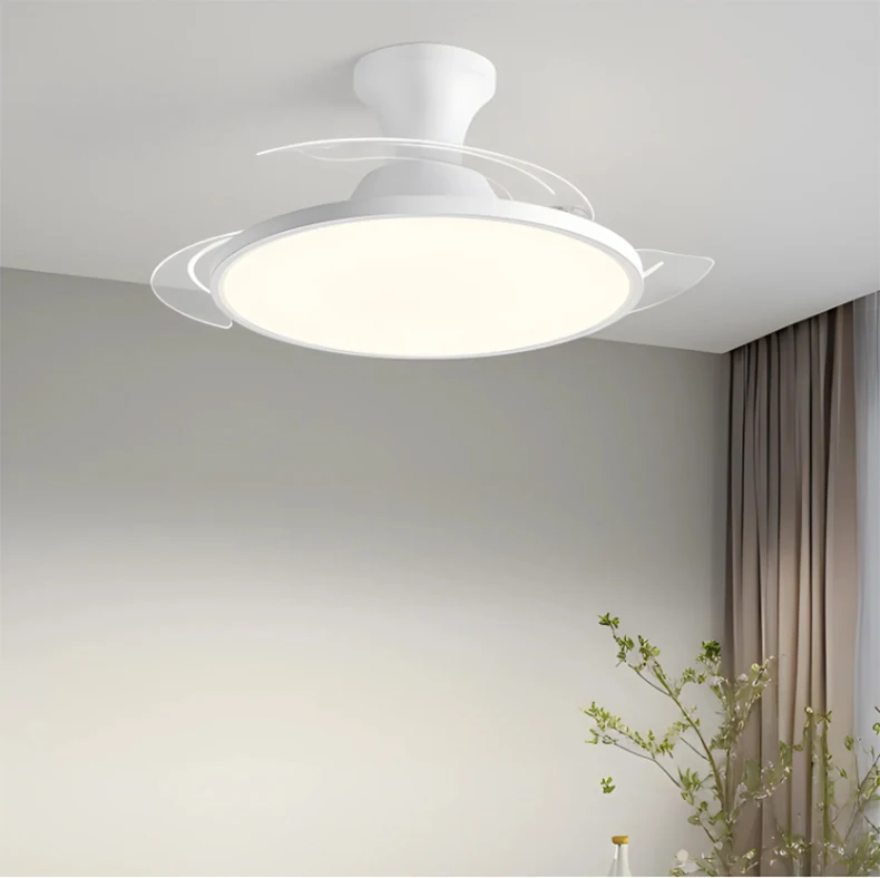 Smart Invisible LED Ceiling Fan Lights DC motor Large Air Volume folding blades fan lamp chandelier kitchen Bedroom Dining room
