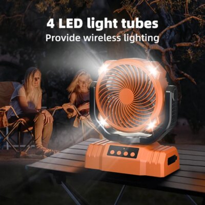 10000mAh Portable Rechargeable Fan Camping Fan for Tent,Battery Operated Fan for Camping,Auto Oscillation,Tent Fan with Light - Image 4