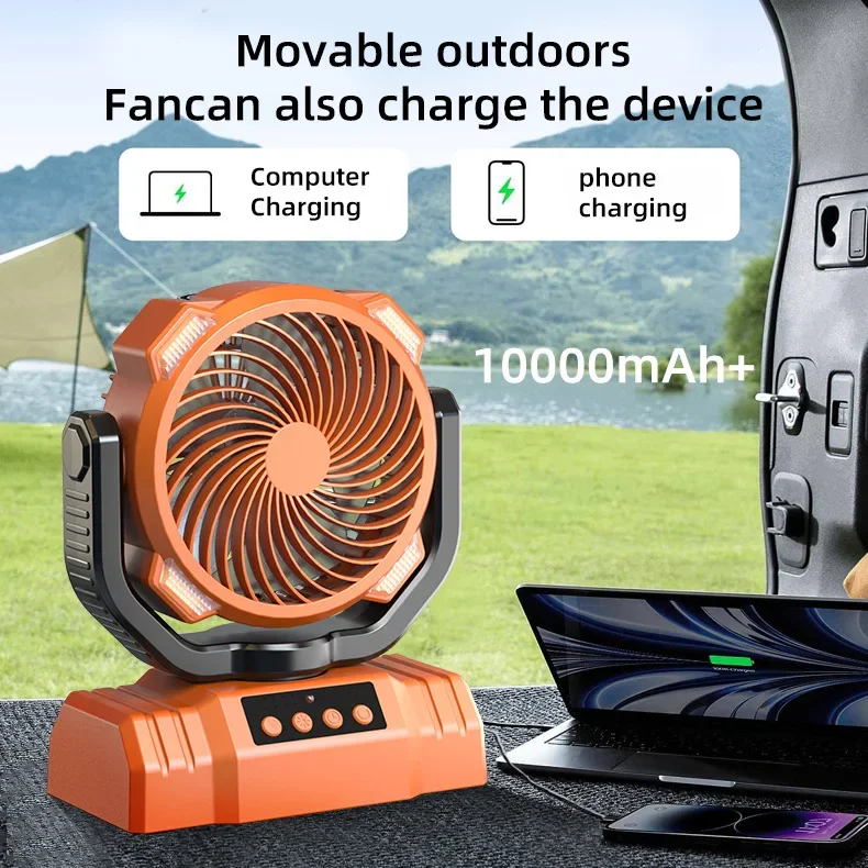 10000mAh Portable Rechargeable Fan Camping Fan for Tent,Battery Operated Fan for Camping,Auto Oscillation,Tent Fan with Light