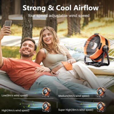 Camping Fan 20000mAh Outdoor Camping Tent Ceiling Fan Air Circulator Fans Rechargeable Portable Wireless Camping Fan with Light - Image 3