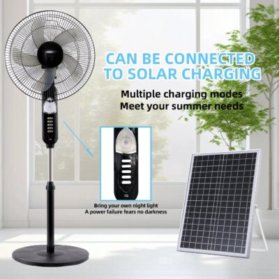 Solar Powered Floor Fan 6 - 12H Runtime3 Speed Adjustable Portable Floor Fan for Home Blackout Emergency USB Port & Night Light - Image 4