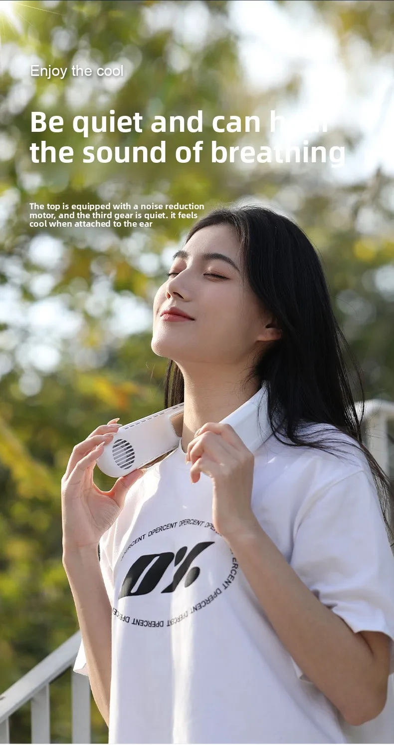 2025 New Upgrade Semiconductor Dual-cooling Neck-hanging Fan Mini Lazy Person's Small Fan USB Charging Outdoor Electric Fan