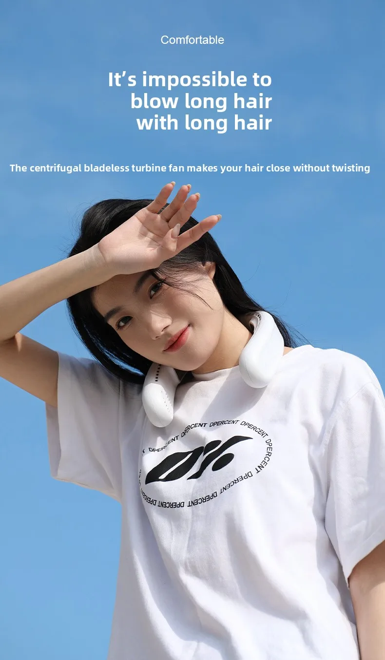 2025 New Upgrade Semiconductor Dual-cooling Neck-hanging Fan Mini Lazy Person's Small Fan USB Charging Outdoor Electric Fan