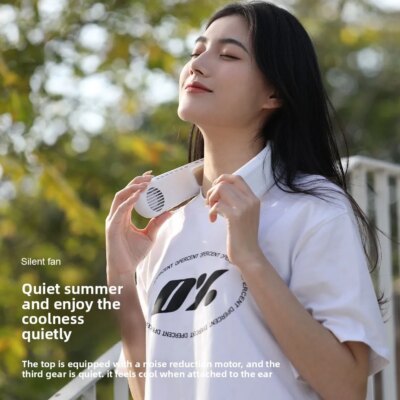 2025 New Upgrade Semiconductor Dual-cooling Neck-hanging Fan Mini Lazy Person's Small Fan USB Charging Outdoor Electric Fan - Image 3