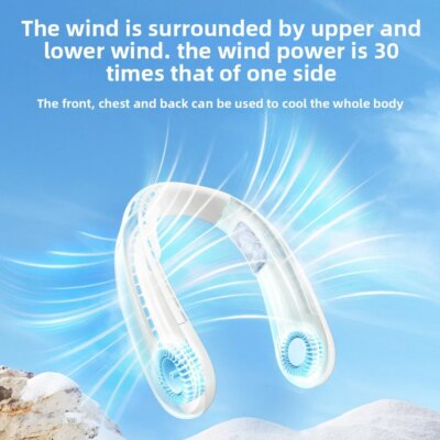 2025 New Upgrade Semiconductor Dual-cooling Neck-hanging Fan Mini Lazy Person's Small Fan USB Charging Outdoor Electric Fan - Image 2
