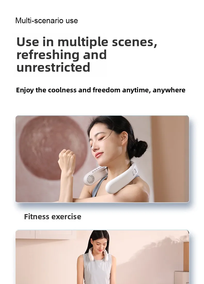 2025 New Upgrade Semiconductor Dual-cooling Neck-hanging Fan Mini Lazy Person's Small Fan USB Charging Outdoor Electric Fan