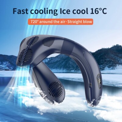 RESUXI New Portable Semiconductor Refrigeration Neck Fan 5200mAh Rechargeable Bladeless Fan Wearable Cooler Multi Purpose Fan - Image 3
