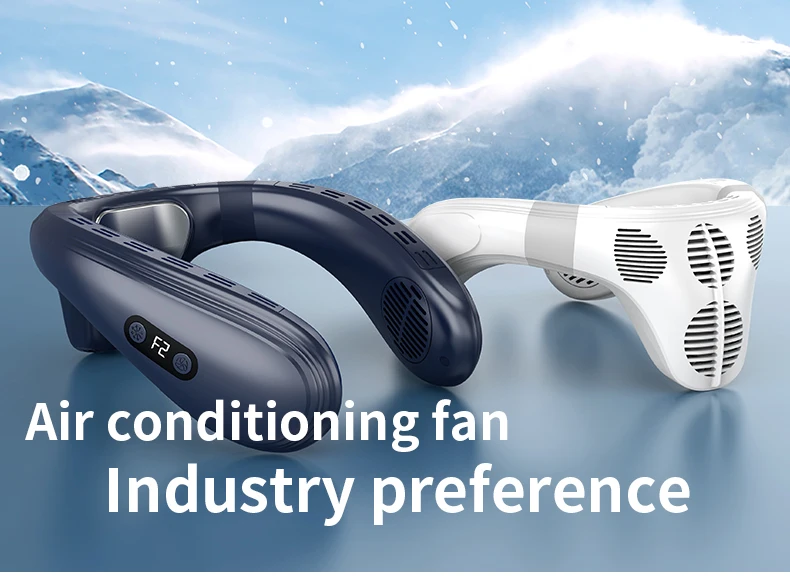 RESUXI New Portable Semiconductor Refrigeration Neck Fan 5200mAh Rechargeable Bladeless Fan Wearable Cooler Multi Purpose Fan