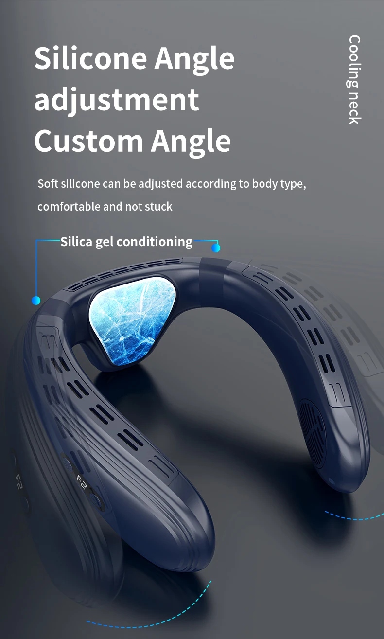 RESUXI New Portable Semiconductor Refrigeration Neck Fan 5200mAh Rechargeable Bladeless Fan Wearable Cooler Multi Purpose Fan