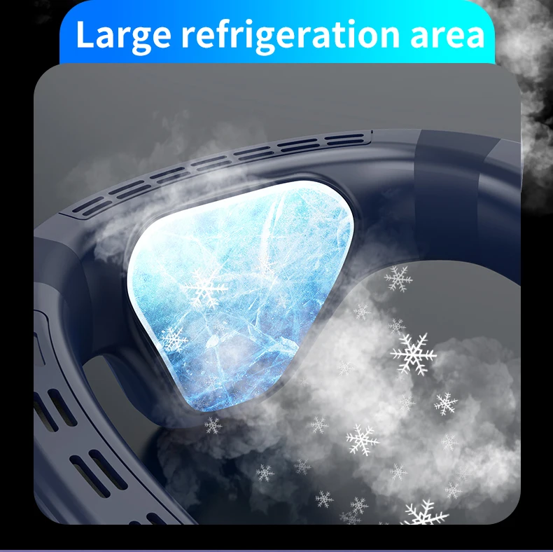 RESUXI New Portable Semiconductor Refrigeration Neck Fan 5200mAh Rechargeable Bladeless Fan Wearable Cooler Multi Purpose Fan