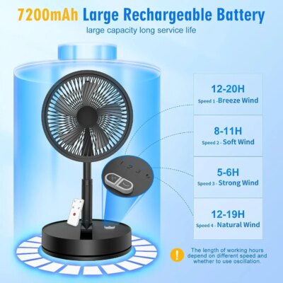 Portable Silent Charging Long-life Mini USB Desktop Fan With Telescopic And Folding Floor-standing Household Electric Fan - Image 4