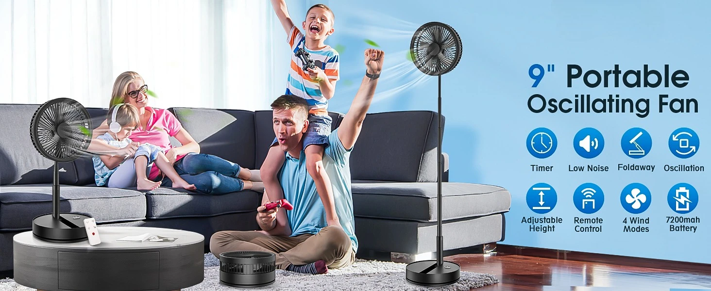 Portable Silent Charging Long-life Mini USB Desktop Fan With Telescopic And Folding Floor-standing Household Electric Fan
