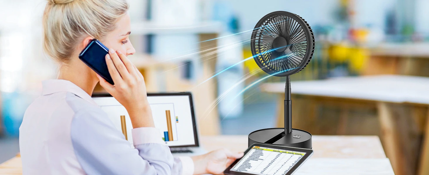 Portable Silent Charging Long-life Mini USB Desktop Fan With Telescopic And Folding Floor-standing Household Electric Fan