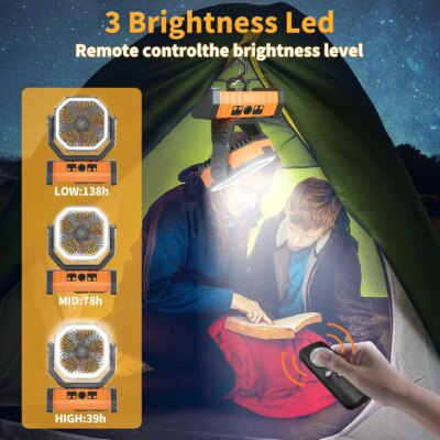 20000mAh High-Capacity Battery LED Light Camping Fan Movable Wireless Air Circulators Outdoor Ventilador with Hook - Image 4