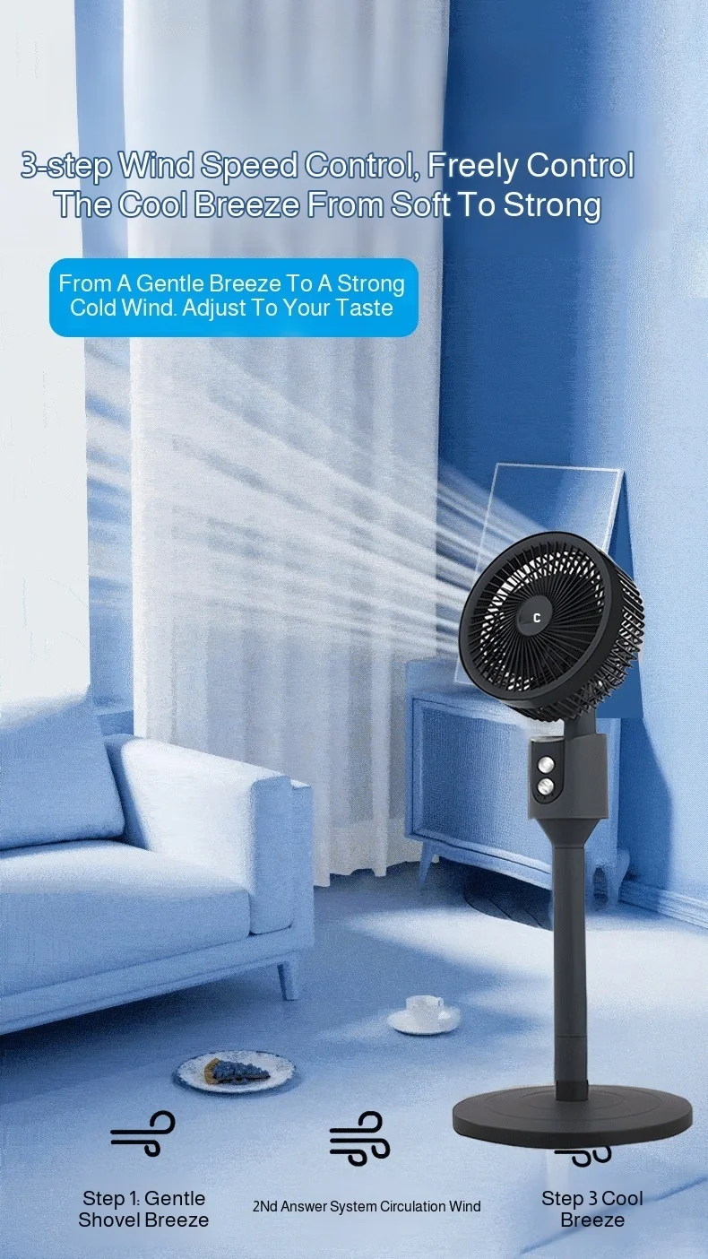 Floor Fan DC Ultra-quiet Electric Fan Power-saving Air Circulation Fan  Air Convection Spiral Turbine Cooling Fan Standing Fan