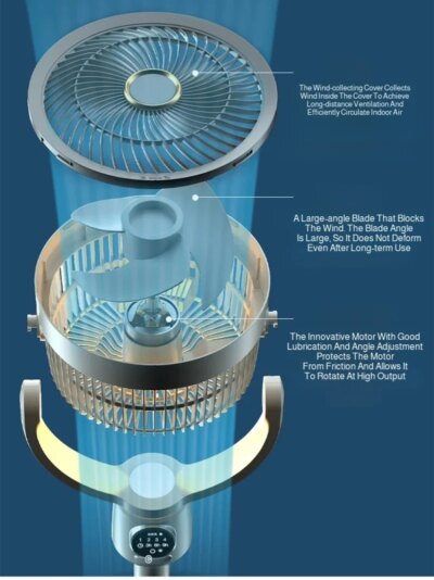 Floor Fan DC Ultra-quiet Electric Fan Power-saving Air Circulation Fan  Air Convection Spiral Turbine Cooling Fan Standing Fan - Image 4