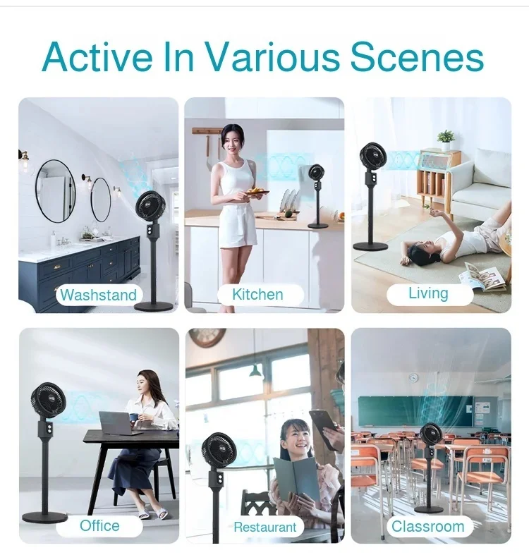 Floor Fan DC Ultra-quiet Electric Fan Power-saving Air Circulation Fan  Air Convection Spiral Turbine Cooling Fan Standing Fan