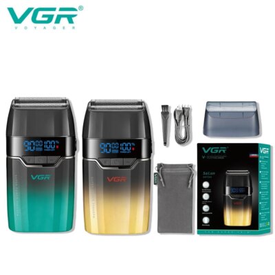 VGR Shaver Electric Beard Trimmer 9000 RPM Razor Professional Shaving Machine LED Reciprocating Razor Portable Shaver Man V-308