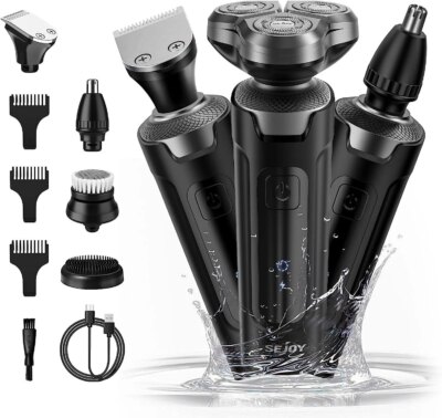 SEJOY 3 In 1 Multifunction Mens Electric Shaver Powerful Beard Nose Hair Trimmer Shaving Machine Electric Razor Waterproof