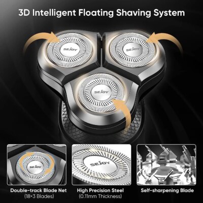SEJOY 3 In 1 Multifunction Mens Electric Shaver Powerful Beard Nose Hair Trimmer Shaving Machine Electric Razor Waterproof - Image 3