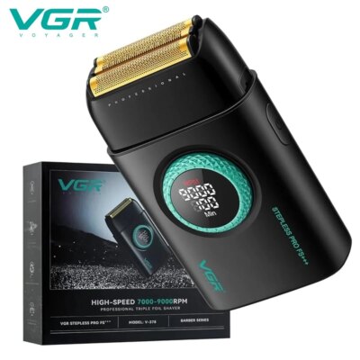 VGR Shaver Rechargeable Razor Professional Beard Shaver Electric Beard Trimmer Digital Display Razor Metal Shaver for Man V-378