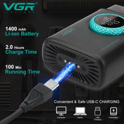 VGR Shaver Rechargeable Razor Professional Beard Shaver Electric Beard Trimmer Digital Display Razor Metal Shaver for Man V-378 - Image 3