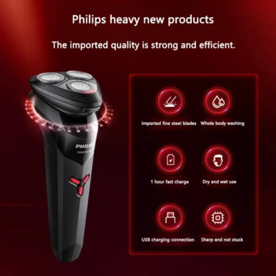 PHILIPS S1113 Electric Shaver USB Charge Stainless Steel PowerCut Blade Razor Triple Floating Head Men Fast Shave Beard Trimmer - Image 2