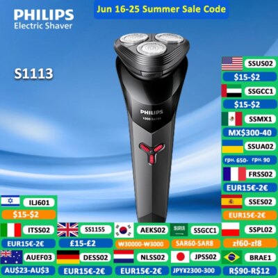PHILIPS S1113 Electric Shaver USB Charge Stainless Steel PowerCut Blade Razor Triple Floating Head Men Fast Shave Beard Trimmer - Image 6