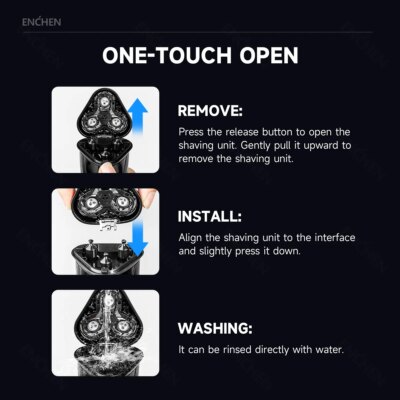 ENCHEN Electric Shaver 3D Blackstone 3 IPX7 Waterproof Razor Wet And Dry Dual Use Face Beard Battery Digital Display For Men - Image 4