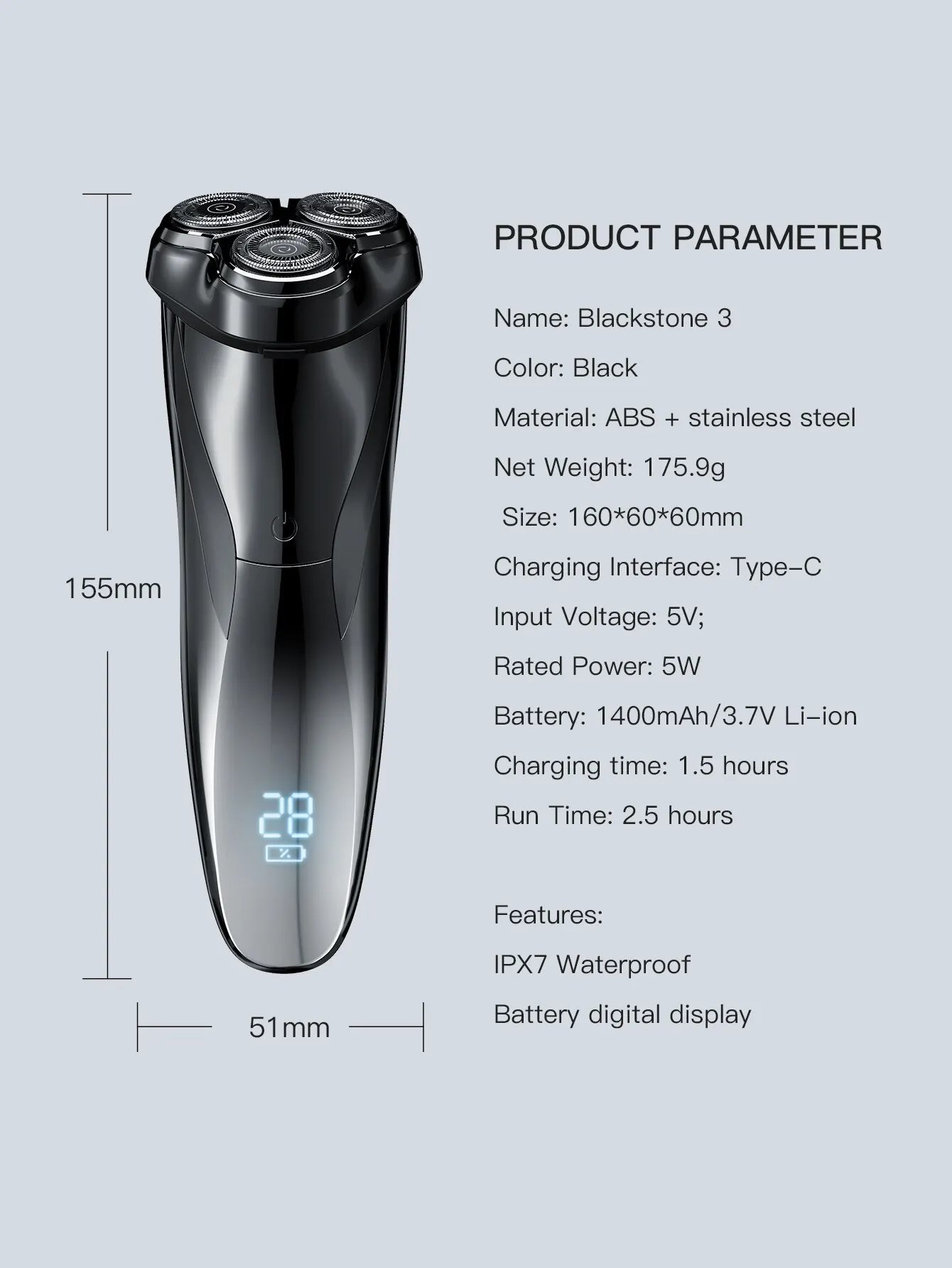 ENCHEN Electric Shaver 3D Blackstone 3 IPX7 Waterproof Razor Wet And Dry Dual Use Face Beard Battery Digital Display For Men ENCHEN Electric Shaver 3D Blackstone 3 IPX7 Waterproof Razor Wet And Dry Dual Use Face Beard Battery Digital Display For Men