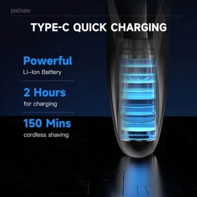 ENCHEN Electric Shaver 3D Blackstone 3 IPX7 Waterproof Razor Wet And Dry Dual Use Face Beard Battery Digital Display For Men - Image 5