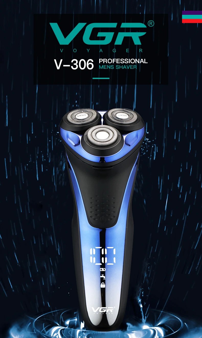 VGR Electric Shaver Professional Razor Waterproof Beard Trimmer Rotary 3D Floating Shaving Rechargeable Electric for Men V-306 VGR Electric Shaver Professional Razor Waterproof Beard Trimmer Rotary 3D Floating Shaving Rechargeable Electric for Men V-306