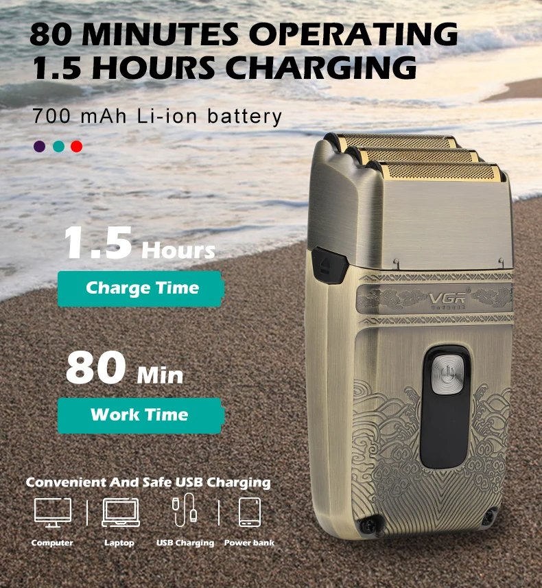 VGR Shaver Professional Electric Razor Shaving Machine Waterproof Beard Trimmer Metal Razor Digital Display Shaver for Men V-335 VGR Shaver Professional Electric Razor Shaving Machine Waterproof Beard Trimmer Metal Razor Digital Display Shaver for Men V-335