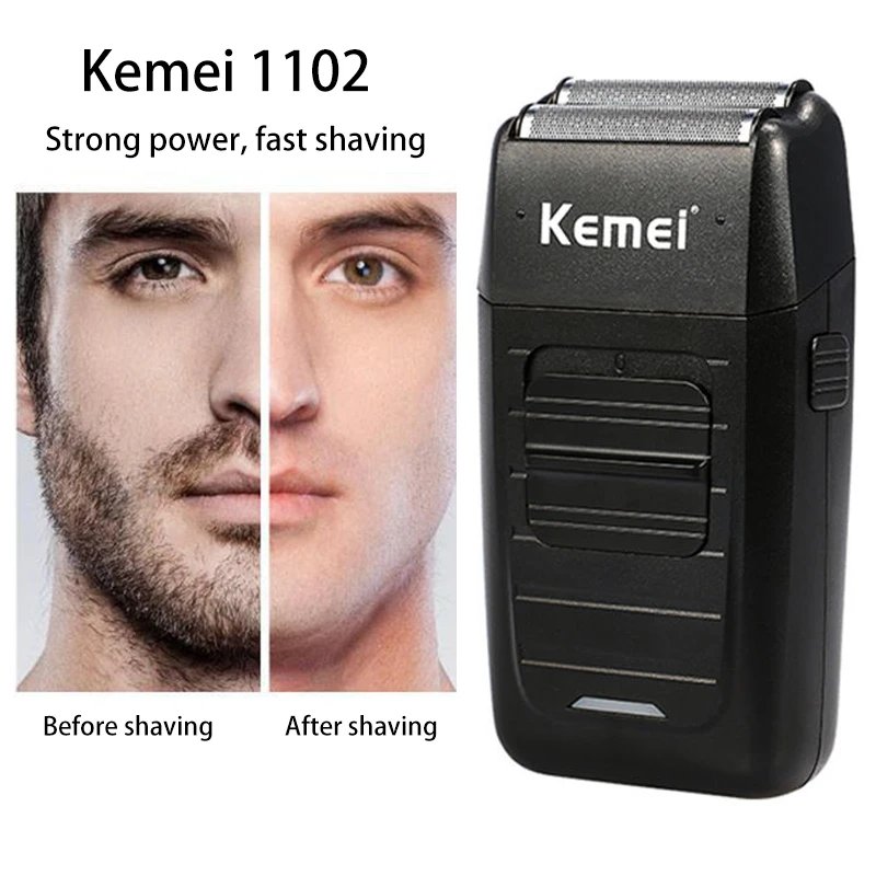 Kemei Rechargeable Cordless Shaver for Men Twin Blade Reciprocating Beard Razor Face Care Multifunction Strong Trimmer KM-1102 Kemei Rechargeable Cordless Shaver for Men Twin Blade Reciprocating Beard Razor Face Care Multifunction Strong Trimmer KM-1102