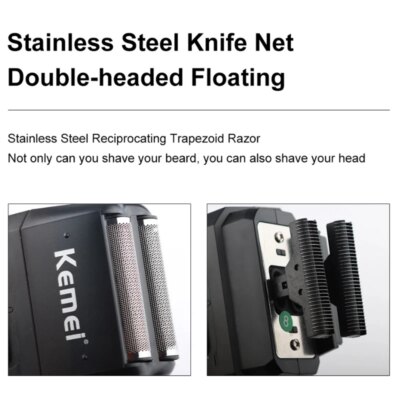 Kemei Rechargeable Cordless Shaver for Men Twin Blade Reciprocating Beard Razor Face Care Multifunction Strong Trimmer  KM-1102 - Image 3