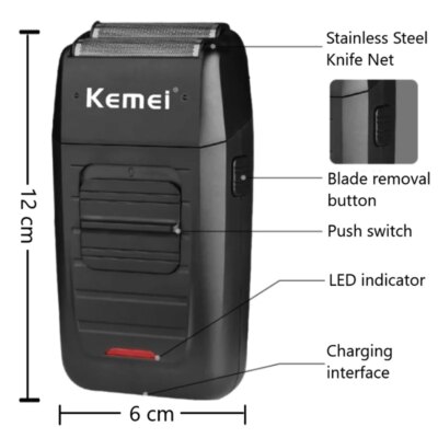 Kemei Rechargeable Cordless Shaver for Men Twin Blade Reciprocating Beard Razor Face Care Multifunction Strong Trimmer  KM-1102 - Image 5