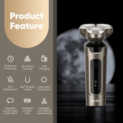 Sejoy 5 in 1 Shaver Barber for Men Electric Razor Rechargeable Beard Trimmer Lithium Battery Portable Shavers for Travel - Image 5