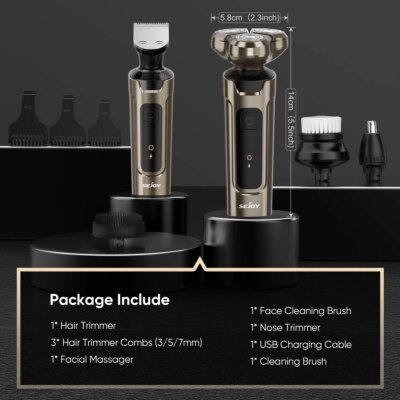 Sejoy 5 in 1 Shaver Barber for Men Electric Razor Rechargeable Beard Trimmer Lithium Battery Portable Shavers for Travel - Image 6