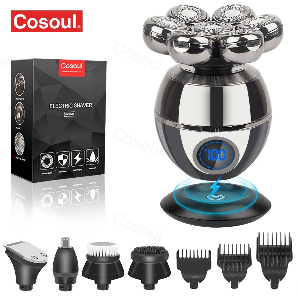 Shaver for Men Electric Shaver Bald Head Shaver 5 in 1 Hair Clipper for Bald Man Beard Trimmer Shaving Machine Bald Head Razor 7