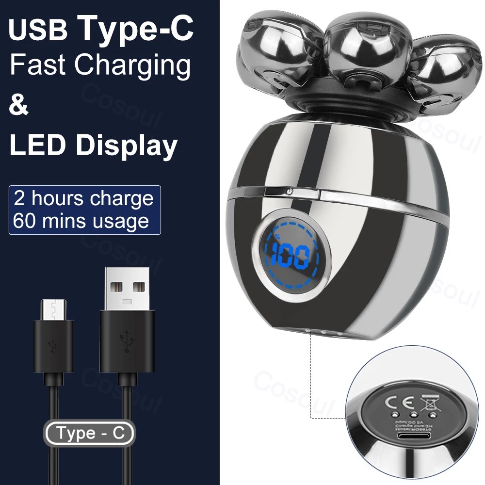 Shaver for Men Electric Shaver Bald Head Shaver 5 in 1 Hair Clipper for Bald Man Beard Trimmer Shaving Machine Bald Head Razor 7