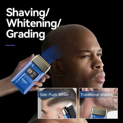 Kemei KM-1112 USB Charging IPX5 Waterproof Shaver 2 in1 Men's Rechargeable Electric Beard Razor Floating Forward Shaving Machine - Image 3