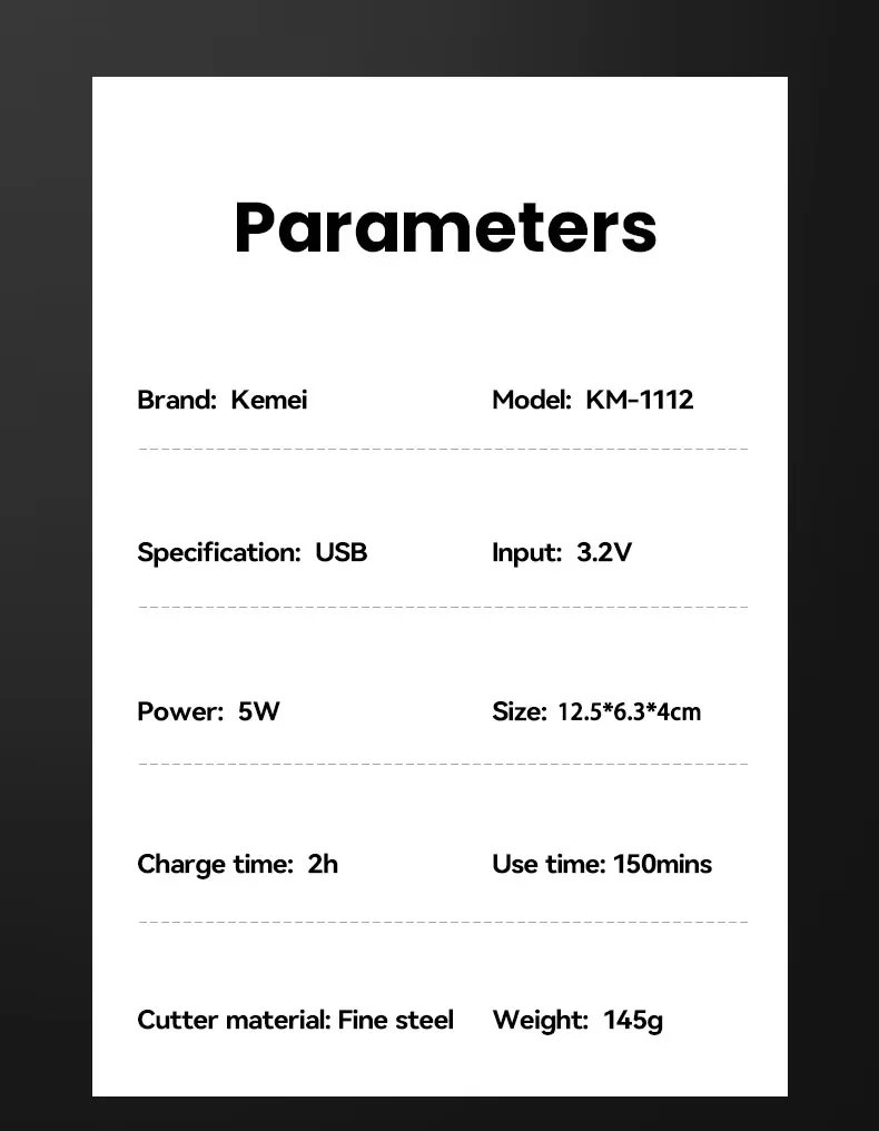 Kemei KM-1112 USB Charging IPX5 Waterproof Shaver 2 in1 Men's Rechargeable Electric Beard Razor Floating Forward Shaving Machine Kemei KM-1112 USB Charging IPX5 Waterproof Shaver 2 in1 Men's Rechargeable Electric Beard Razor Floating Forward Shaving Machine