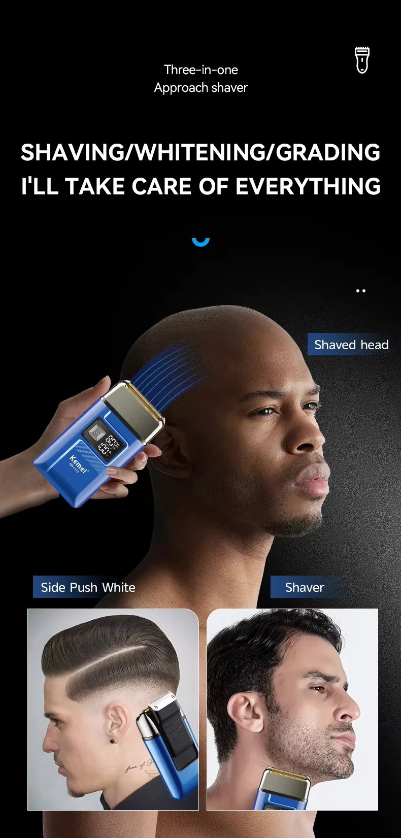 Kemei KM-1112 USB Charging IPX5 Waterproof Shaver 2 in1 Men's Rechargeable Electric Beard Razor Floating Forward Shaving Machine Kemei KM-1112 USB Charging IPX5 Waterproof Shaver 2 in1 Men's Rechargeable Electric Beard Razor Floating Forward Shaving Machine