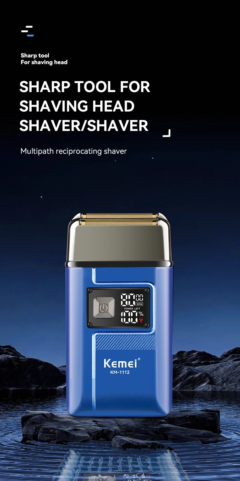 Kemei KM-1112 USB Charging IPX5 Waterproof Shaver 2 in1 Men's Rechargeable Electric Beard Razor Floating Forward Shaving Machine Kemei KM-1112 USB Charging IPX5 Waterproof Shaver 2 in1 Men's Rechargeable Electric Beard Razor Floating Forward Shaving Machine