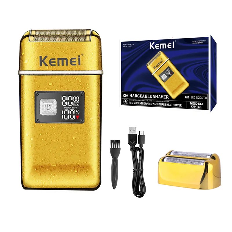 Kemei TX8 All-metal Electric Shaver Men Electric Razor Rechargeable Beard Shaver Floating Hair Trimmer Shaving Machine 8000RPM Kemei TX8 All-metal Electric Shaver Men Electric Razor Rechargeable Beard Shaver Floating Hair Trimmer Shaving Machine 8000RPM