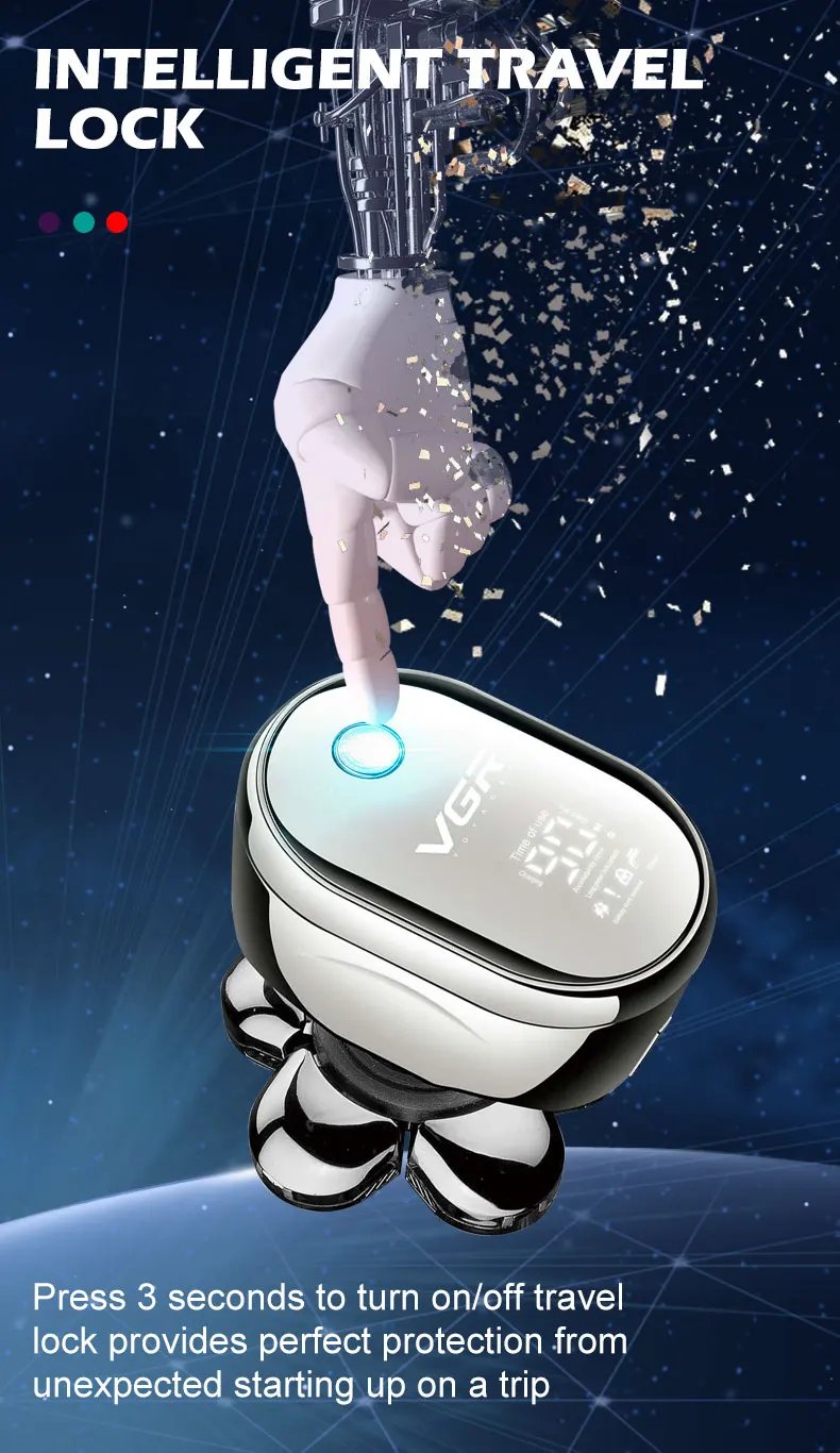 VGR 395 USB Rotary Professional Shaving Razors Waterproof Rechargeable Electric Mens Barber Shavers for Men