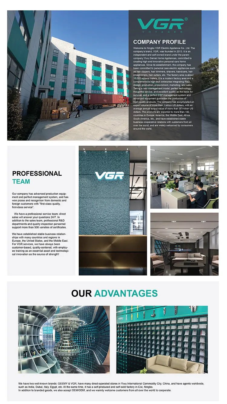 VGR 395 USB Rotary Professional Shaving Razors Waterproof Rechargeable Electric Mens Barber Shavers for Men